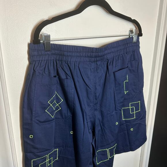 NEW Perte D'ego Men's Navy Blue Geometrical Mirror Embroidered Matching Set XXL - Picture 16 of 16